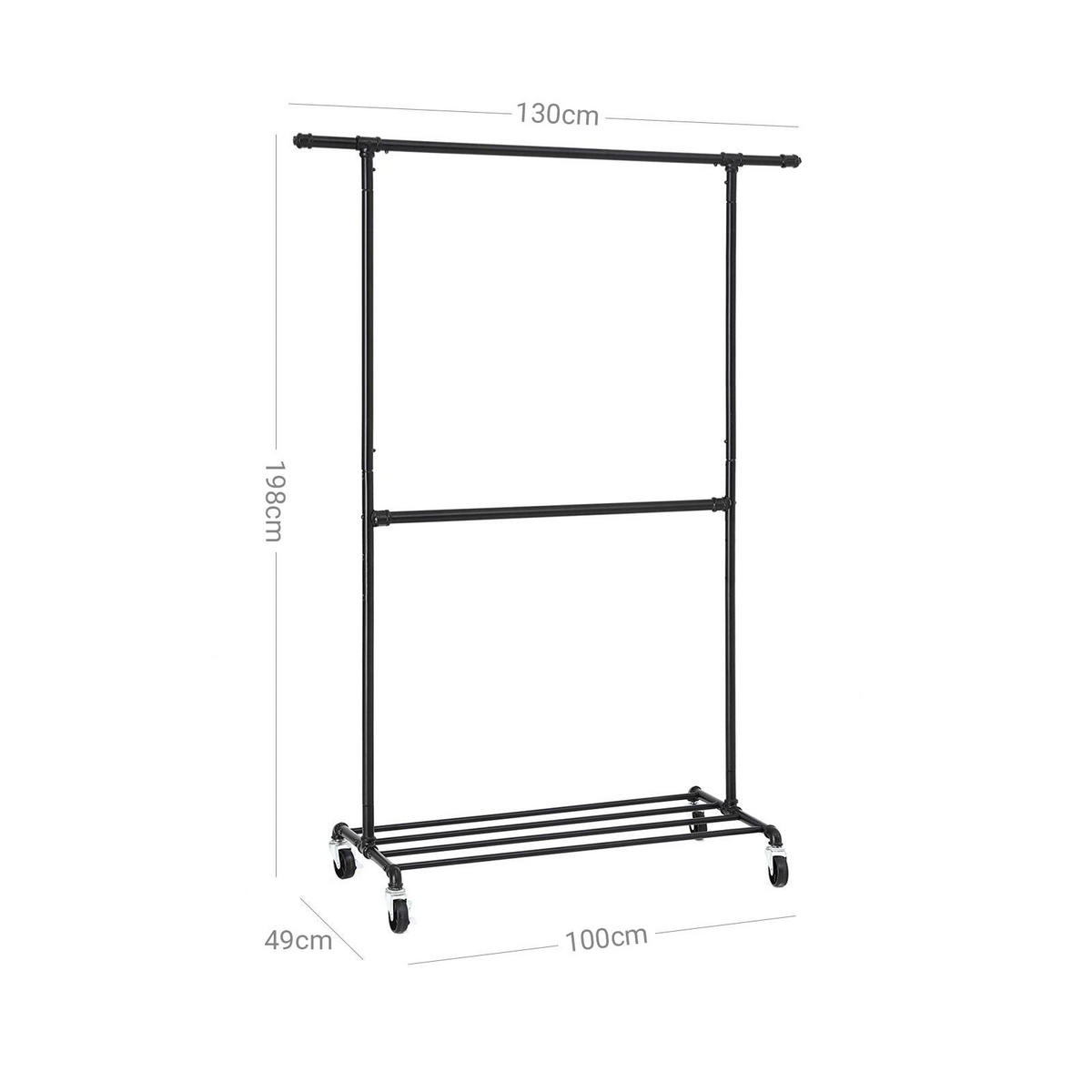 KLEIDERSTANGE - Schwarz, Metall (49/198/130cm) - Hansiro