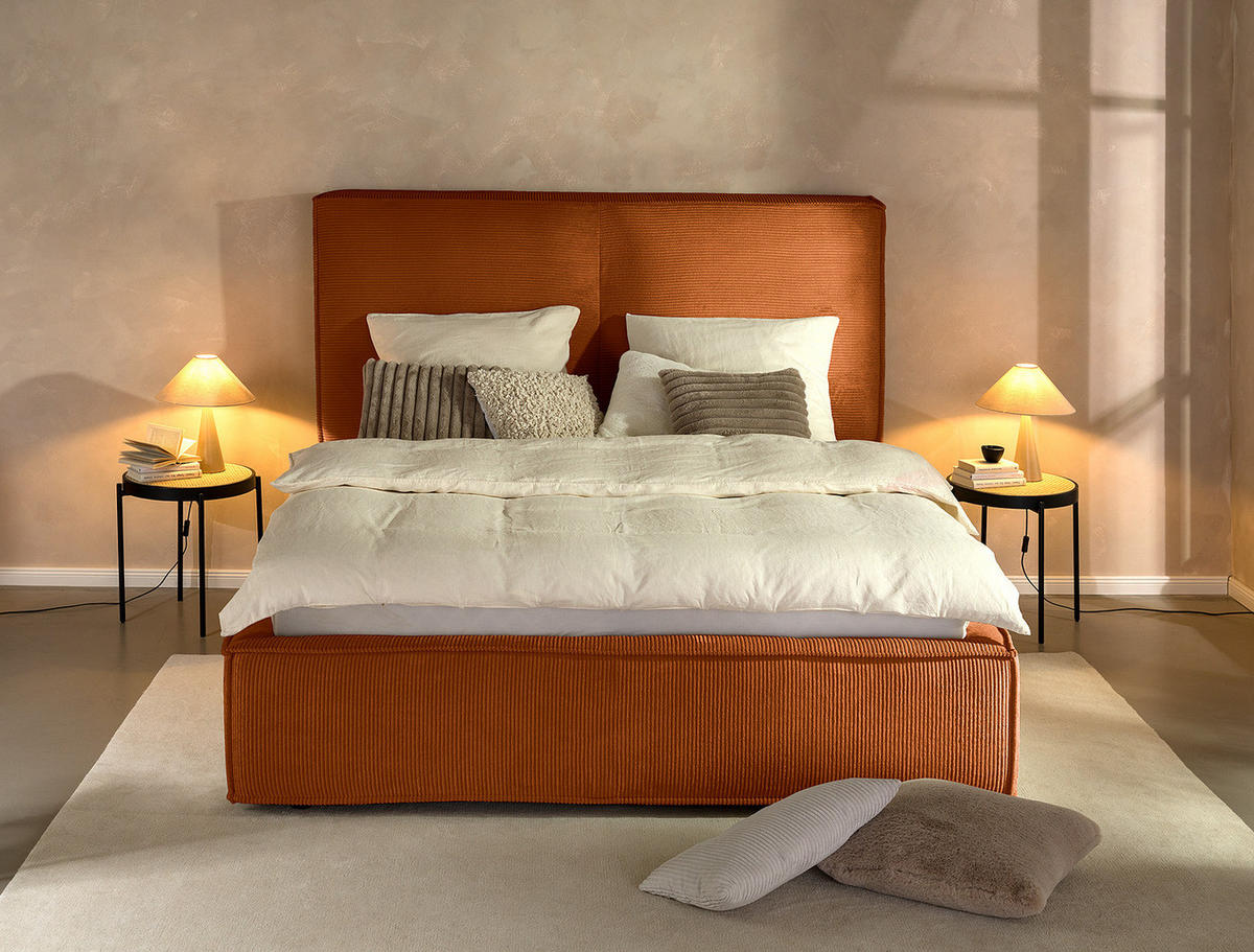 POLSTERBETT - Orange, Textil (160/200cm) - home24