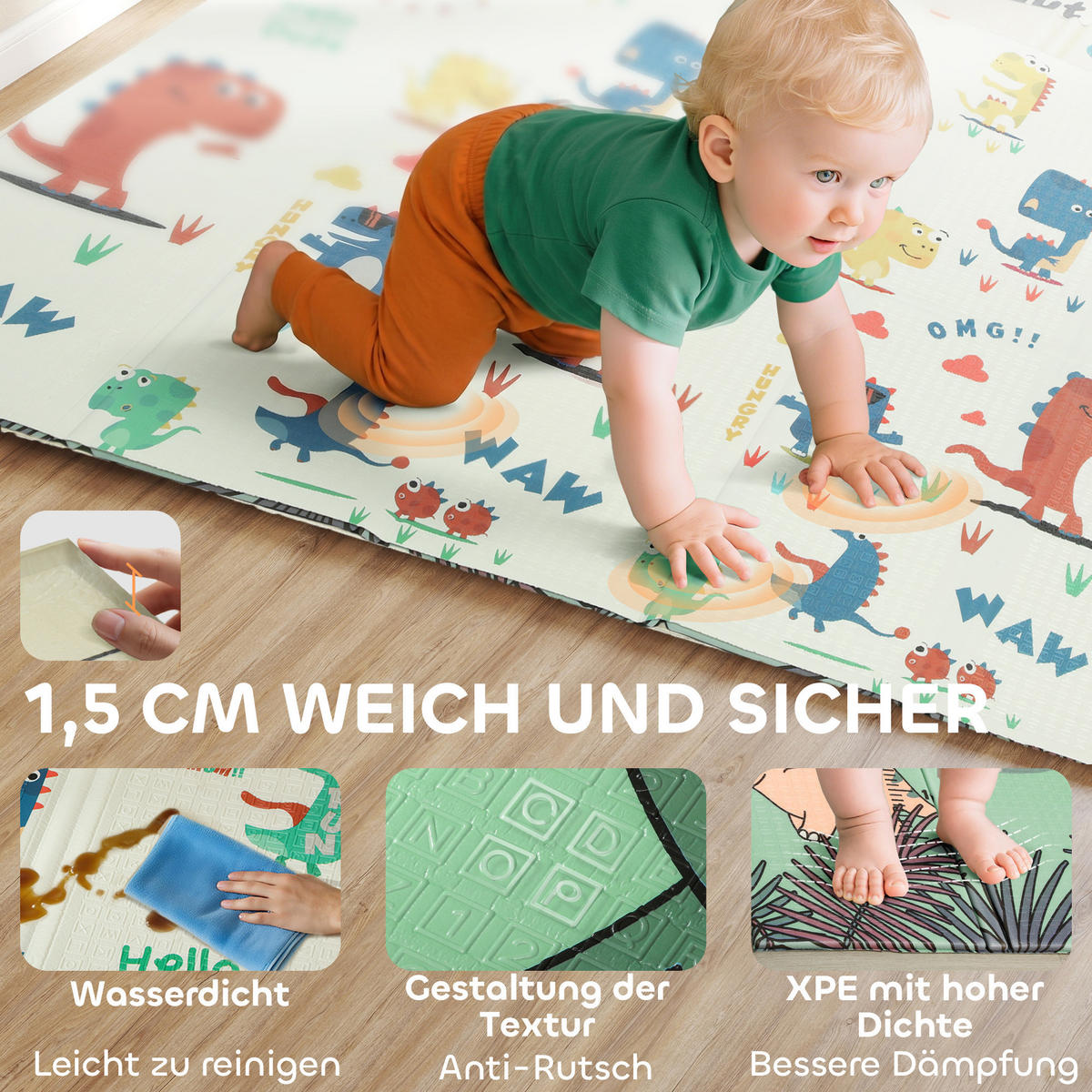 SPIELMATTE DE-10807 doppelseitig & faltbar Mehrfarbig - Multicolor, Kunststoff (176/196cm) - ComfortXL