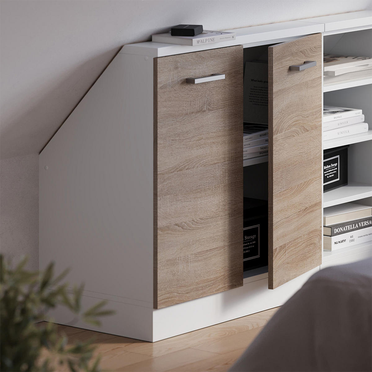 ŠIKMÁ SKŘÍŇ Rion Sonoma/bílá - bílá/Sonoma dub, kompozitní dřevo (80/81.6/46cm) - Vicco