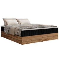 BOXBETT WOOD ZERO 160/200 - Schwarz Cord - H3 - Topper T25 - Schwarz, Textil (160/200cm) - MKS