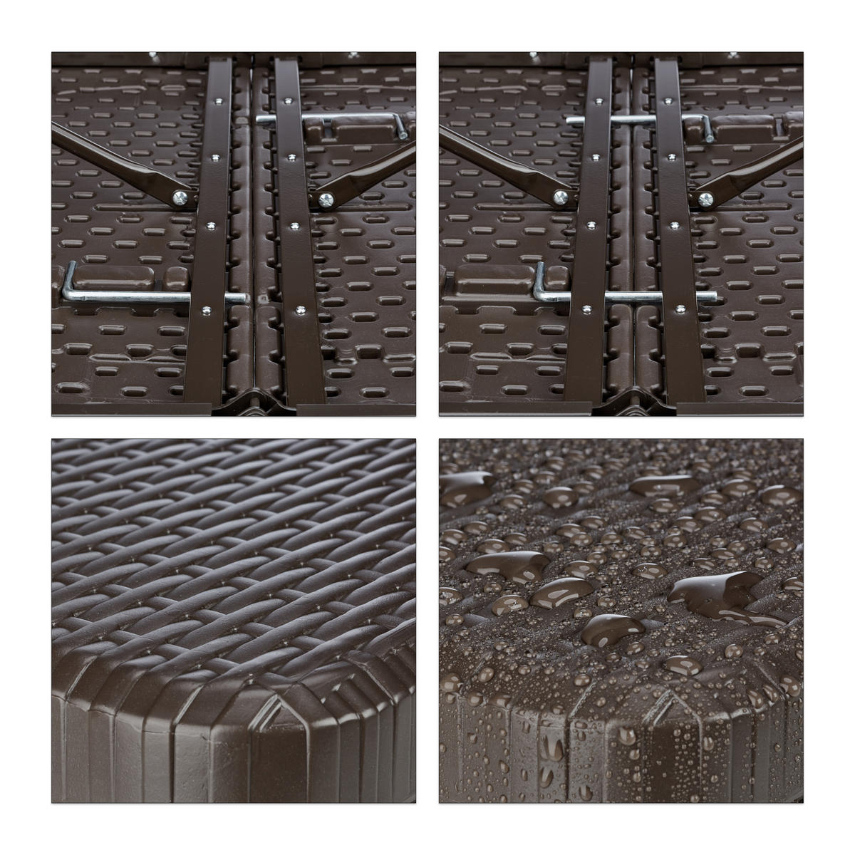 GARTENTISCH - Dunkelbraun, Kunststoff/Metall (74/178/72cm) - Relaxdays