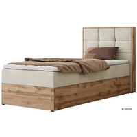 BOXBETT ALBERO 1 90/200 - Beige Velvet - Topper T25 - H4 - Rechts - Beige/Schwarz, Kunststoff/Textil (90/200cm) - MKS