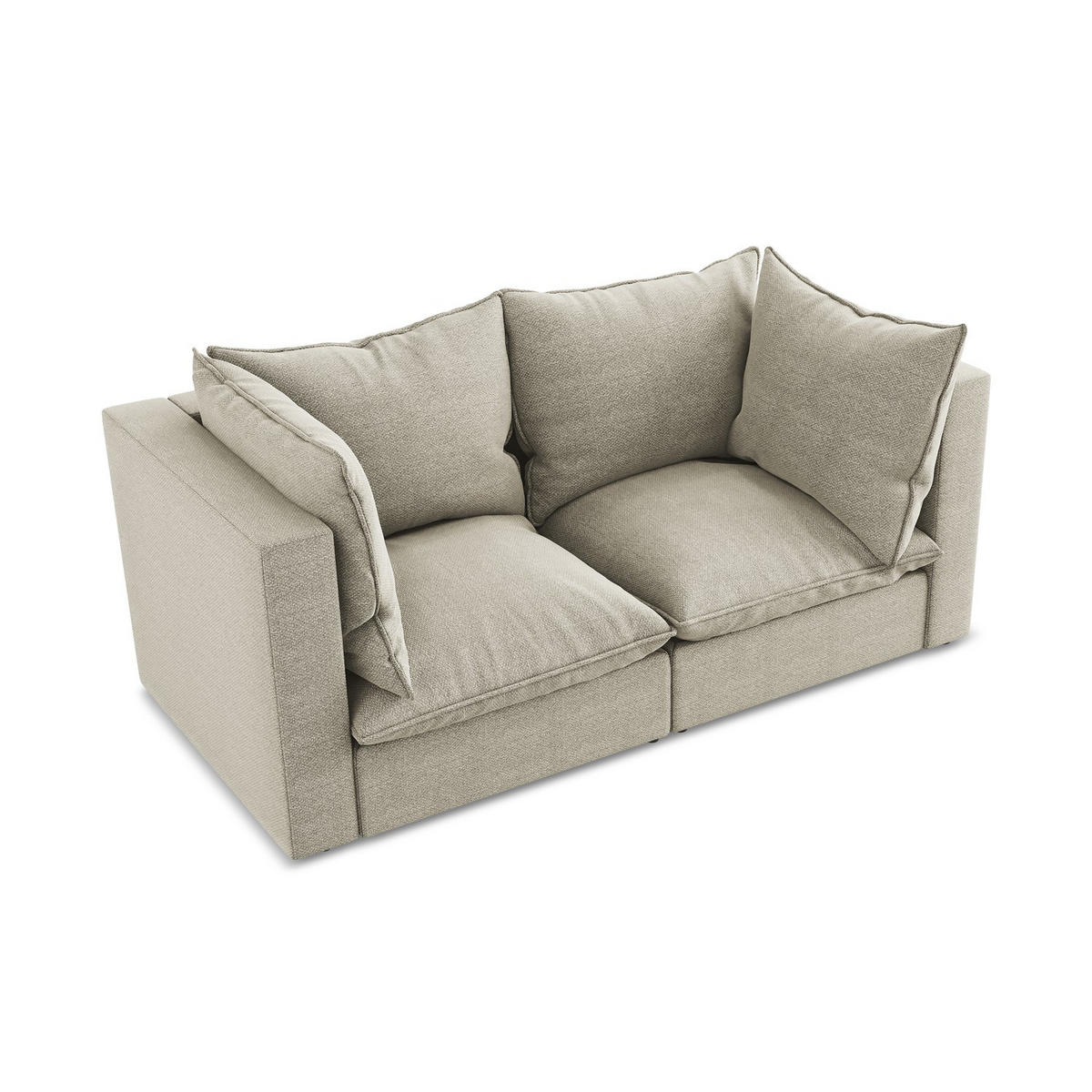 2-SITZER-SOFA Bouclé Stoff Grau - Taupe/Schwarz, Holzwerkstoff/Kunststoff (180/77/90cm) - LaMiaSofa