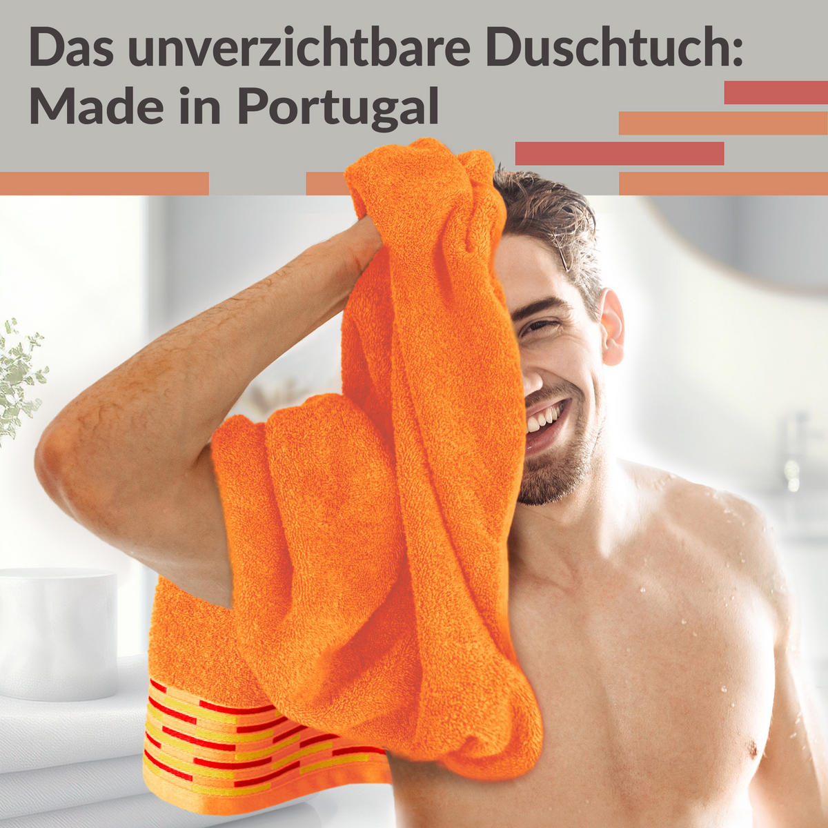 DUSCHTUCH Lugano Orange 2er 70x140 cm - Orange, Textil (70/140cm) - Lashuma