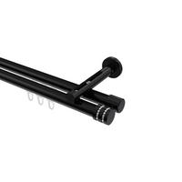 INNENLAUF-GARDINENSTANGEN-SET Siteno Estana 480 cm (geteilt in 3 x 160 cm), 2-läufig, 20 mm Ø Schwarz - Schwarz, Metall (480cm) - INTERDECO