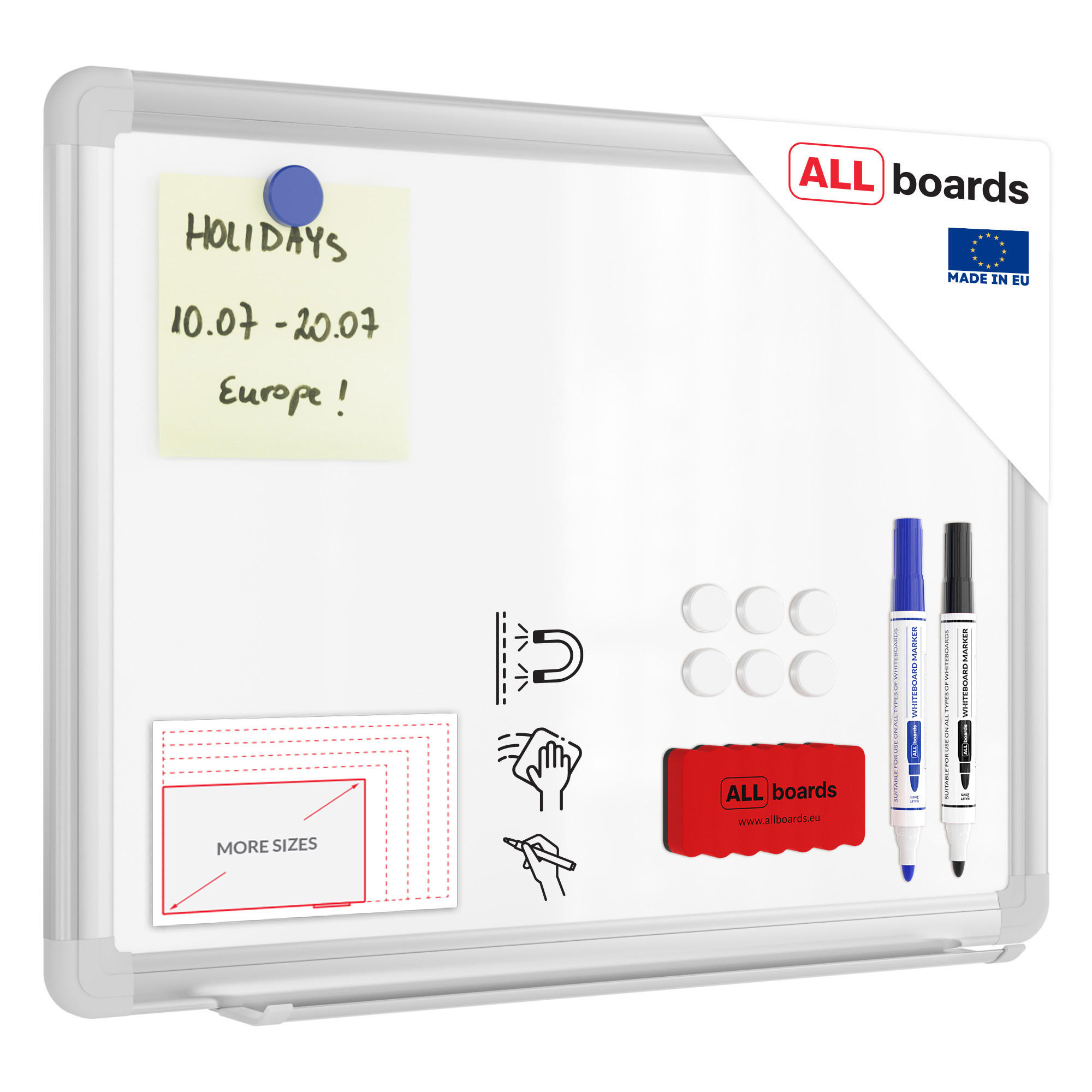 WHITEBOARD Magnetisch 30x40cm - EXPO Alurahmen - Weiß, Metall (30/40/1.6cm) - ALLboards