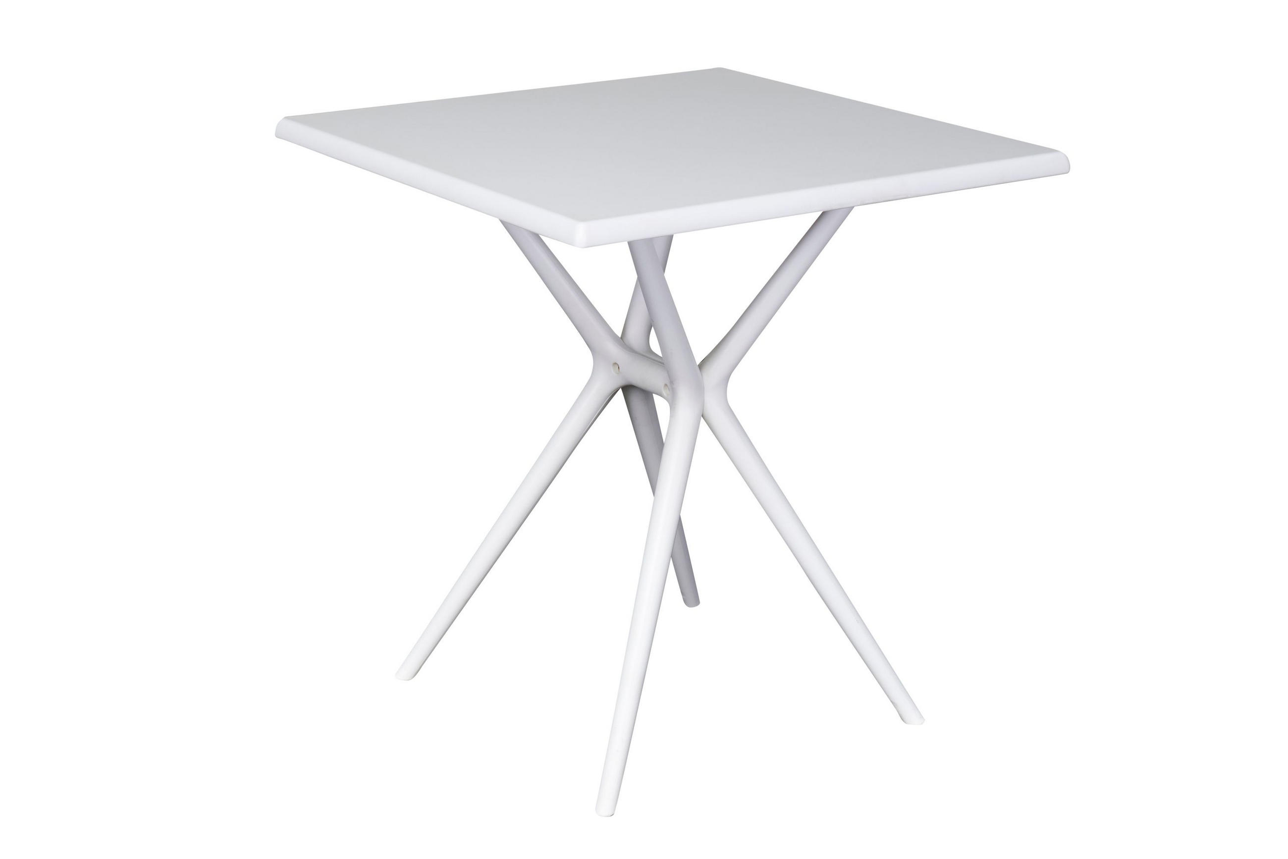 GARTENTISCH Moroni 70x70cm, Kunststoff, weiß - Weiß, Kunststoff/Metall (70/70/75cm) - dasmöbelwerk
