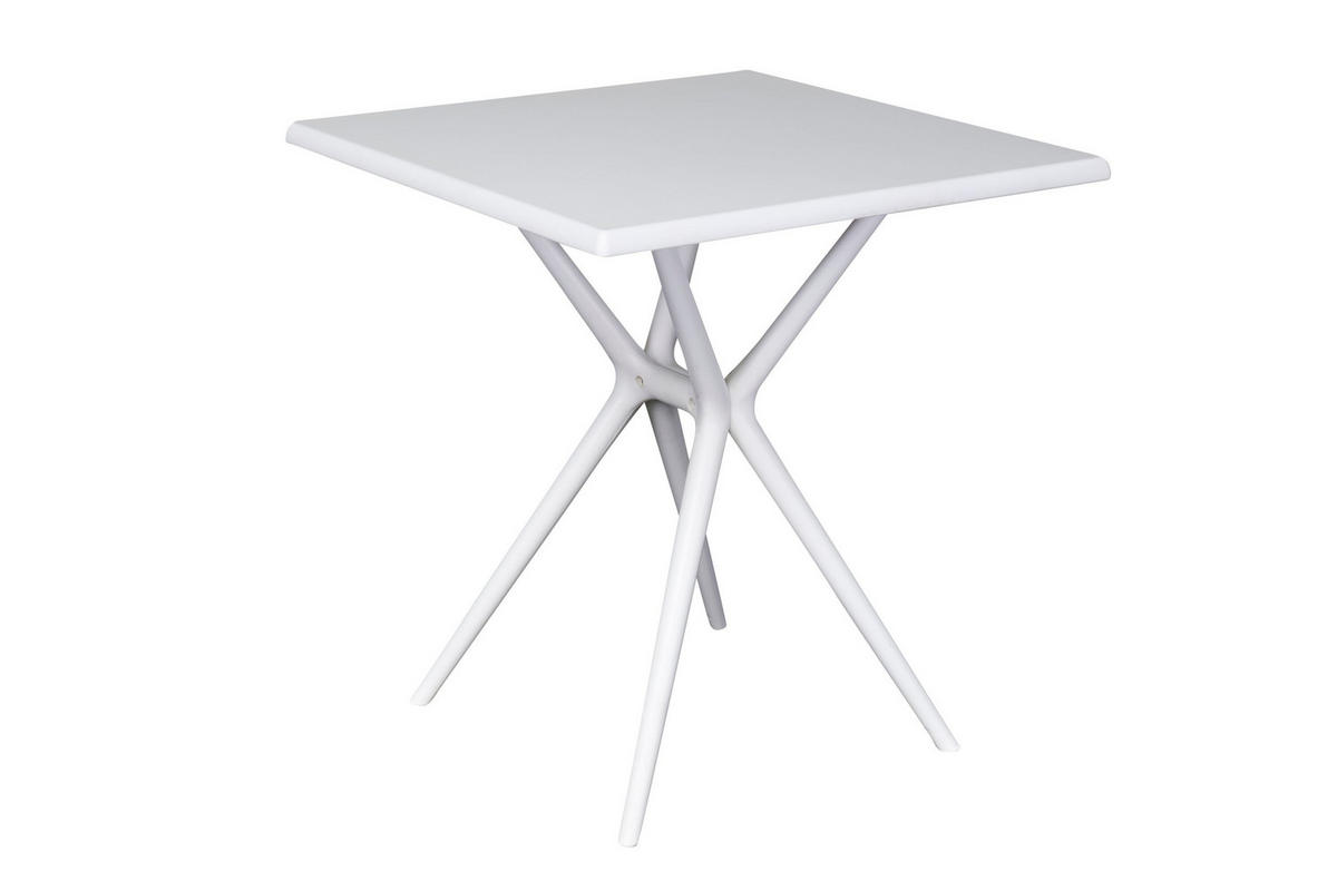 GARTENTISCH Moroni 70x70cm, Kunststoff, weiß - Weiß, Kunststoff/Metall (70/70/75cm) - dasmöbelwerk