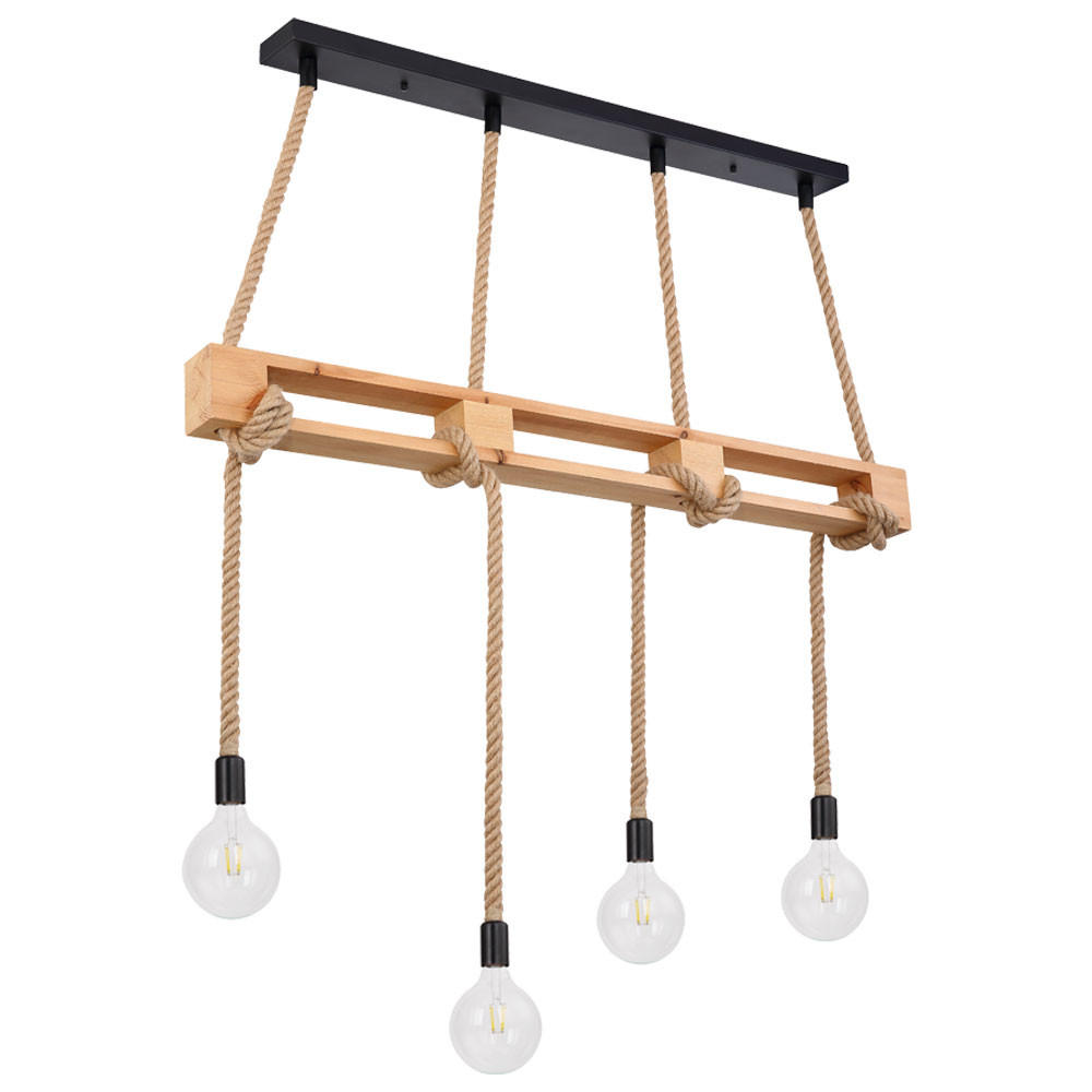 HÄNGELEUCHTE ULLEU Hanfseil Braun - Braun, Holz (120/10/120cm) - Globo Lighting