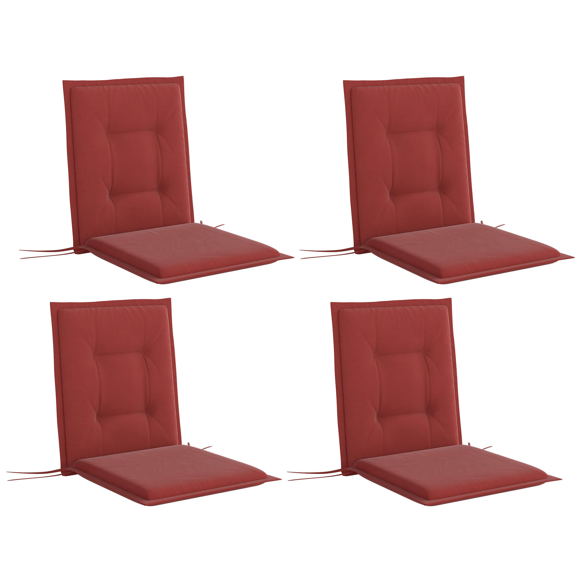 SESSELAUFLAGENSET 4er-Set aus Polyester 108x50x5 cm in Rot mit Bändern - Rot, Textil (50/5/108cm) - Modfu