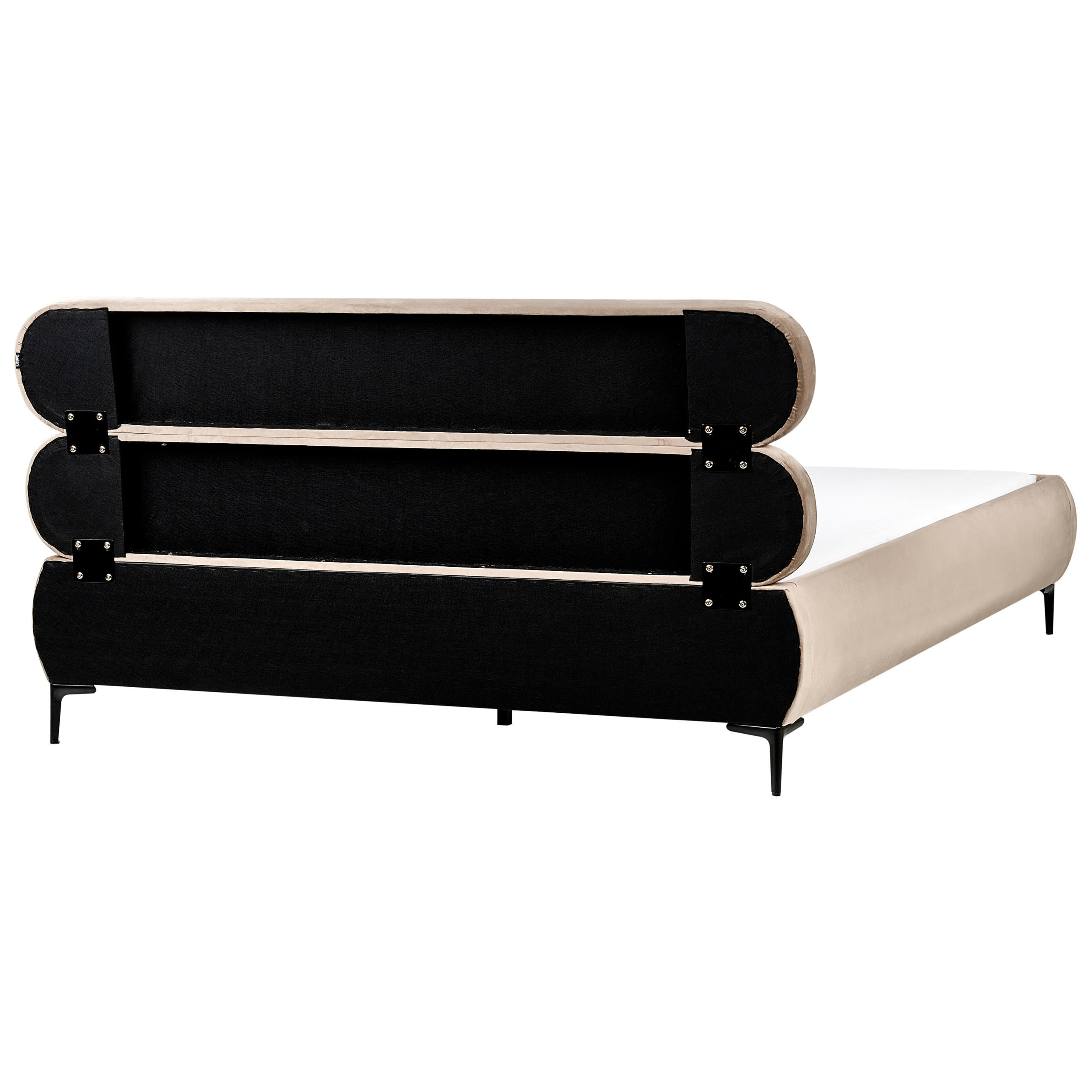 Beliani Bett Taupe, Schwarz 180x200 cm
