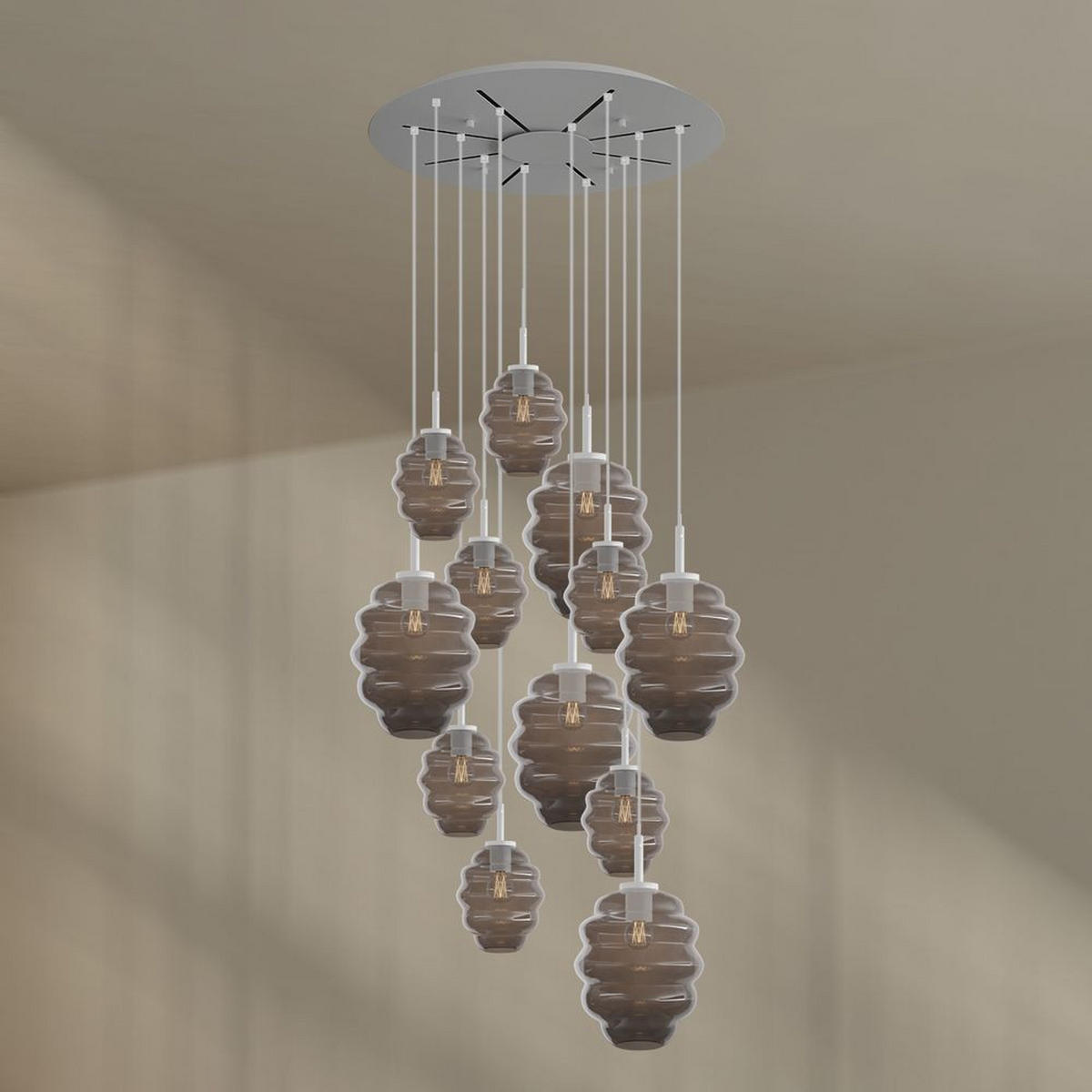 GALERIELEUCHTE Echos 12-flammig Mehrfarbig Ø 18/25cm - Multicolor/Weiß, Glas (18/18/20cm) - s.luce