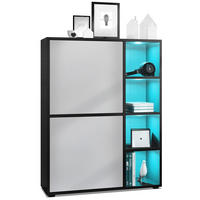 HIGHBOARD Cuba Türen in Hellgrau seidenmatt - Greige, Holzwerkstoff (79/105.5/35.5cm) - Vladon