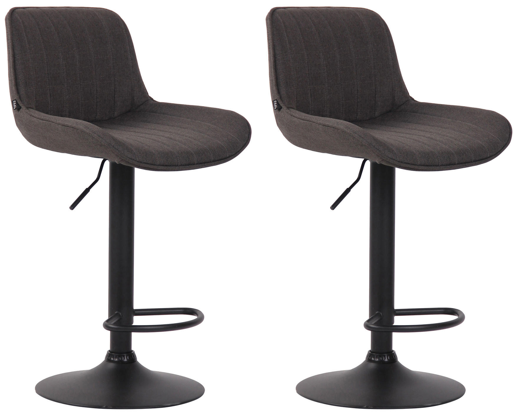 BARHOCKER 2er Set Stoff dunkelgrau - Dunkelgrau/Schwarz, Textil/Metall (50/86/50cm) - CLP