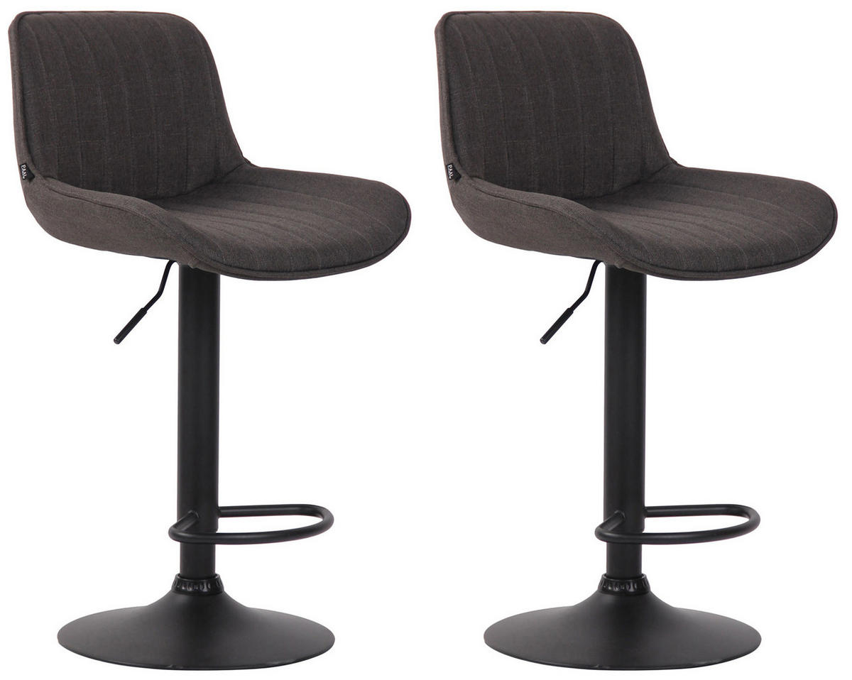 BARHOCKER 2er Set Stoff dunkelgrau - Dunkelgrau/Schwarz, Textil/Metall (50/86/50cm) - CLP