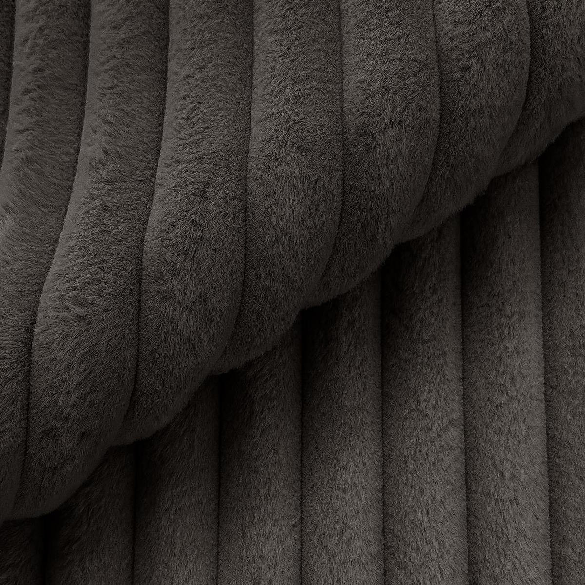 WOHNLANDSCHAFT Mollis Dunkelgrau Plüschcord im XXL-Format - Ottomane Rechts - Dunkelgrau/Schwarz, Holz/Kunststoff (316/77/194cm) - S-Style Möbel