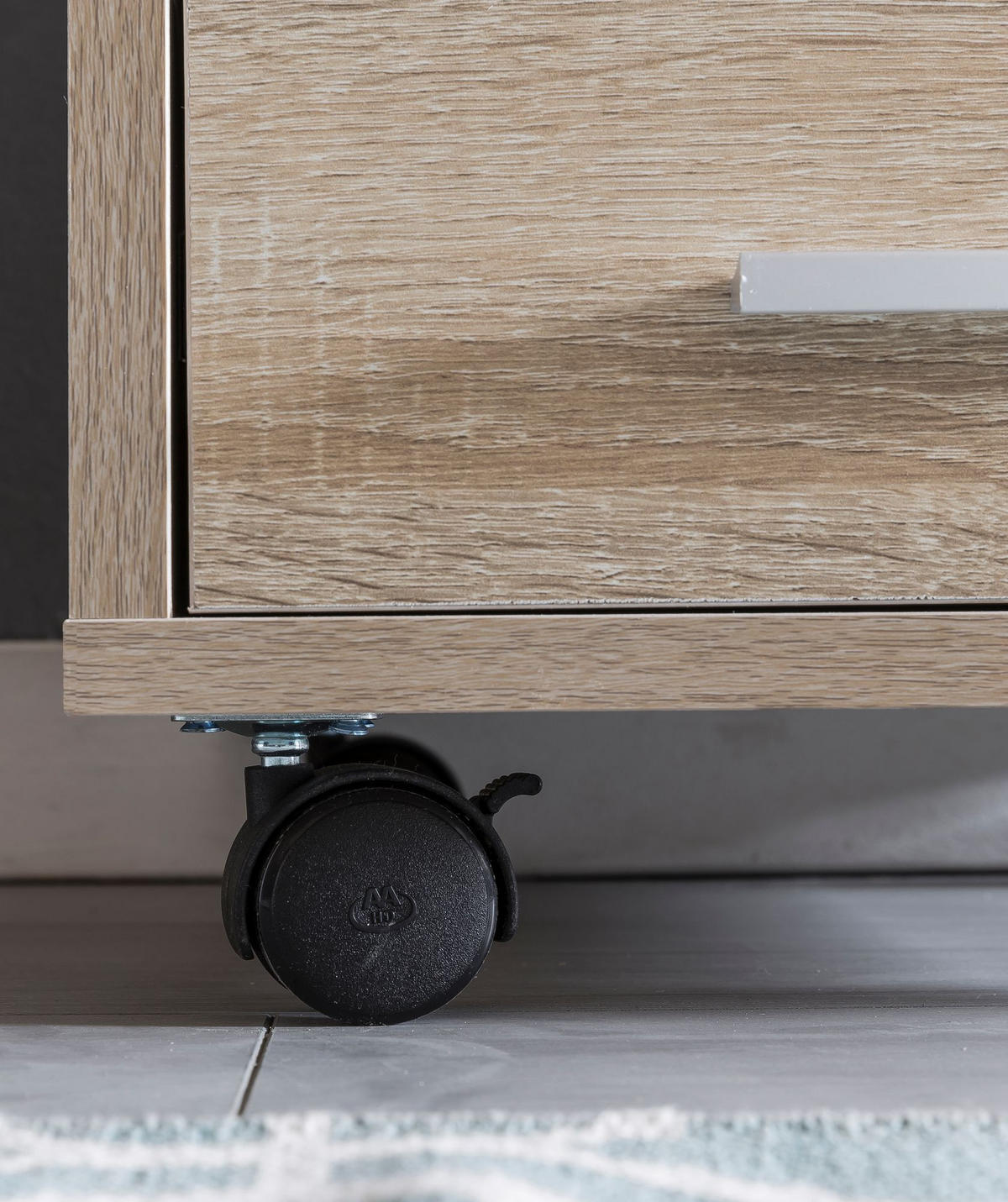 ROLLCONTAINER Holz 5 Schubladen Schmal Mit Rollen, Sonoma 33x38x63 cm - Schwarz/Braun, Kunststoff (33/63/38cm) - KADIMA DESIGN