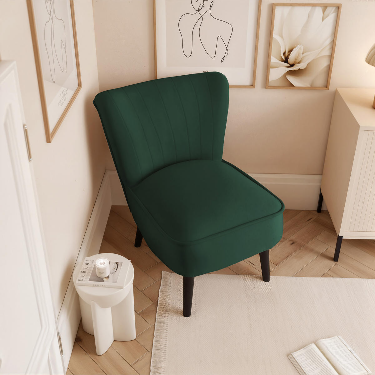 SESSEL DANTE 67/76/76 cm, Samtstoff Grün - Schwarz/Grün, Holz/Textil (67/76/76cm) - Idohome