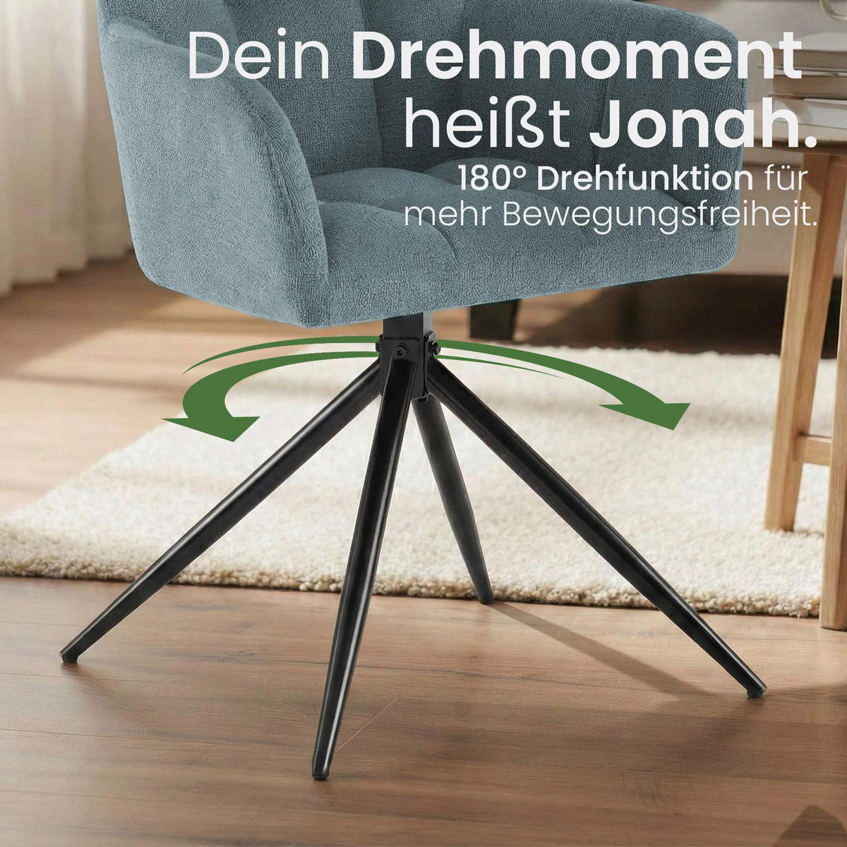 ARMLEHNENSTUHL Stoff Türkis - Türkis/Schwarz, Textil/Metall (59/87/59cm) - CLP