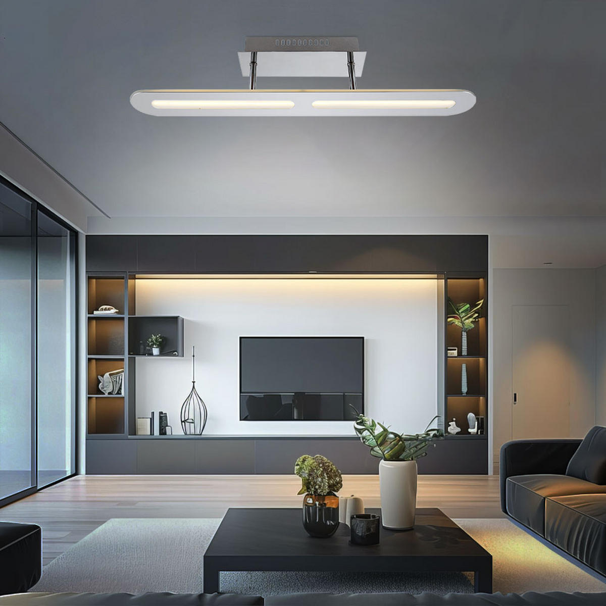 LED DECKENLEUCHTE FRIULI Silber Metall - Silberfarben, Metall (60/8/13cm) - Globo Lighting