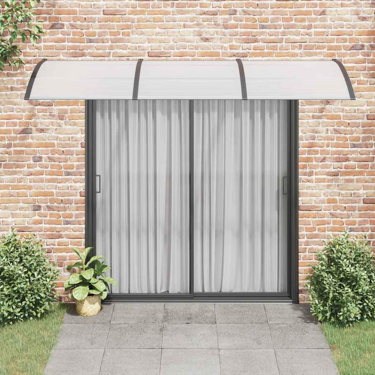 TÜRVORDACH Schwarz 300/100 Cm Polycarbonat - Schwarz, Kunststoff (100/25/300cm) - vidaXL