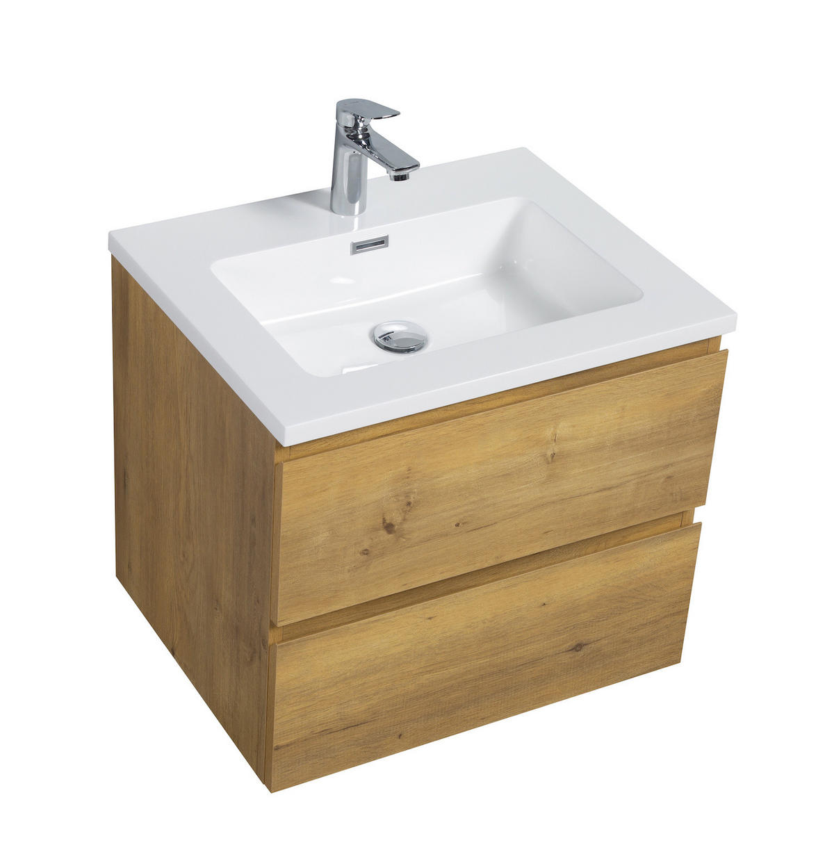 WASCHTISCHKOMBI Angela 2 Teile - Eiche - 60 x 48 x 52 cm - Eichefarben/Weiß, Holz (60/52/48cm) - Badplaats