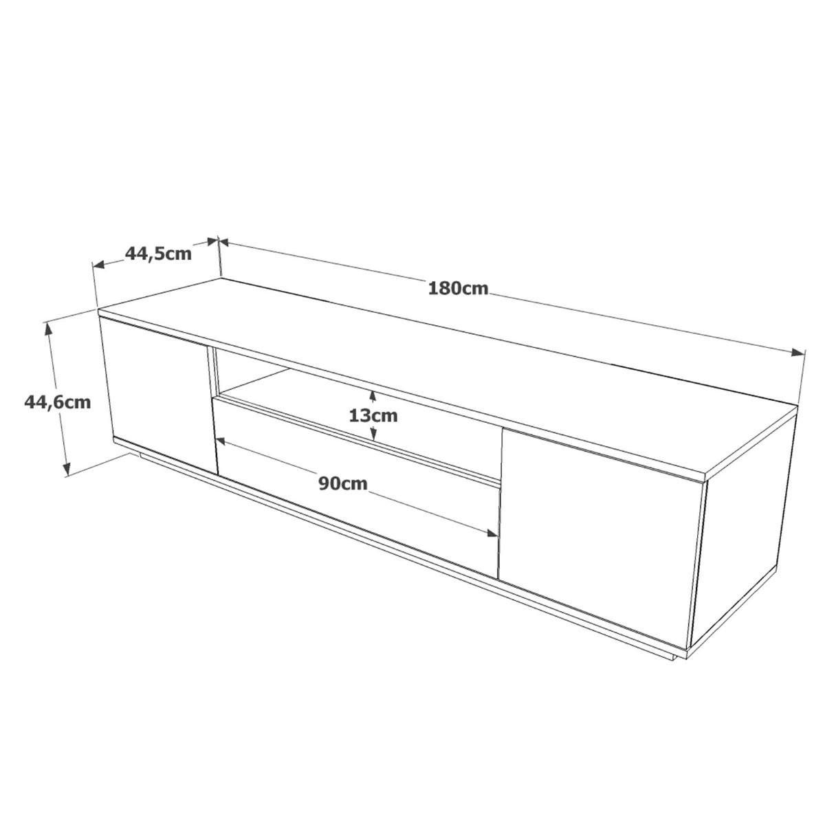 TV-MÖBEL mit 3 Türen - L180 cm - Eiche Artisan/Grau, Holz/Holzwerkstoff (44.5/44.6/180cm) - Calicosy