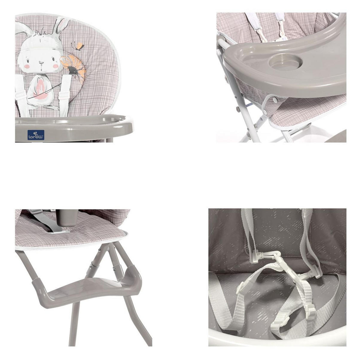 HOCHSTUHL Cookie weiß Bechervertiefung, abwaschbarer Stoff, klappbar - Weiß, Kunststoff (65/105/65cm) - Lorelli