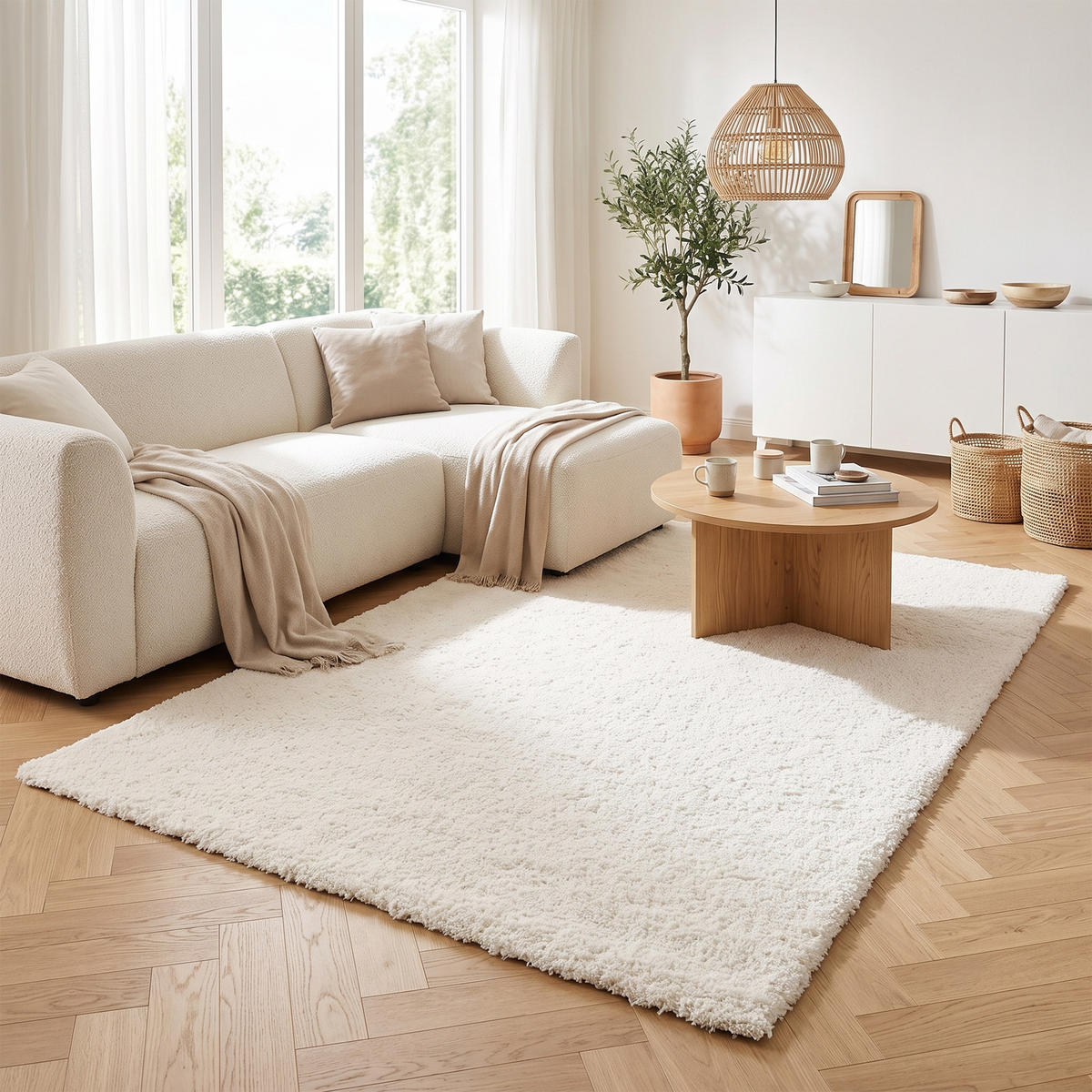 HOCHFLOR LANGFLOR TEPPICH ALOHA - Weiß, Textil (140/200cm) - Pergamon
