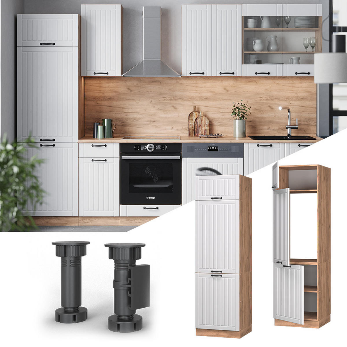 SKŘÍŇKA NA LEDNICI Fame-Line Bílý venkovský dům - bílá/medově dubová, kompozitní dřevo (60/206.8/58.1cm) - Vicco