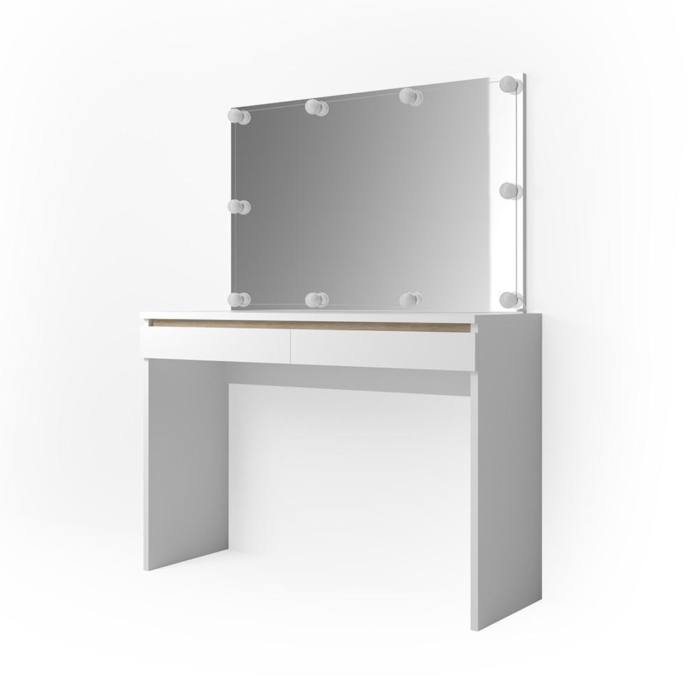 SCHMINKTISCH Emma Weiß 120 cm mit LED Beleuchtung - Weiß, Holzwerkstoff (120/83/41.8cm) - Vicco