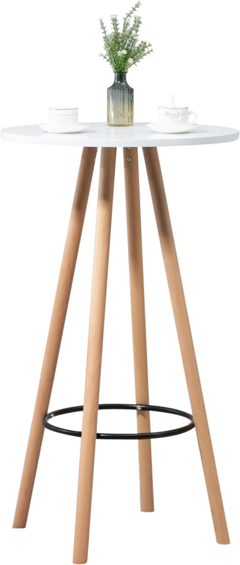 STEHTISCH rund 60 cm Holz natura/weiß - Eukalyptusholzfarben/Weiß, Holz (60/60/107cm) - CLP