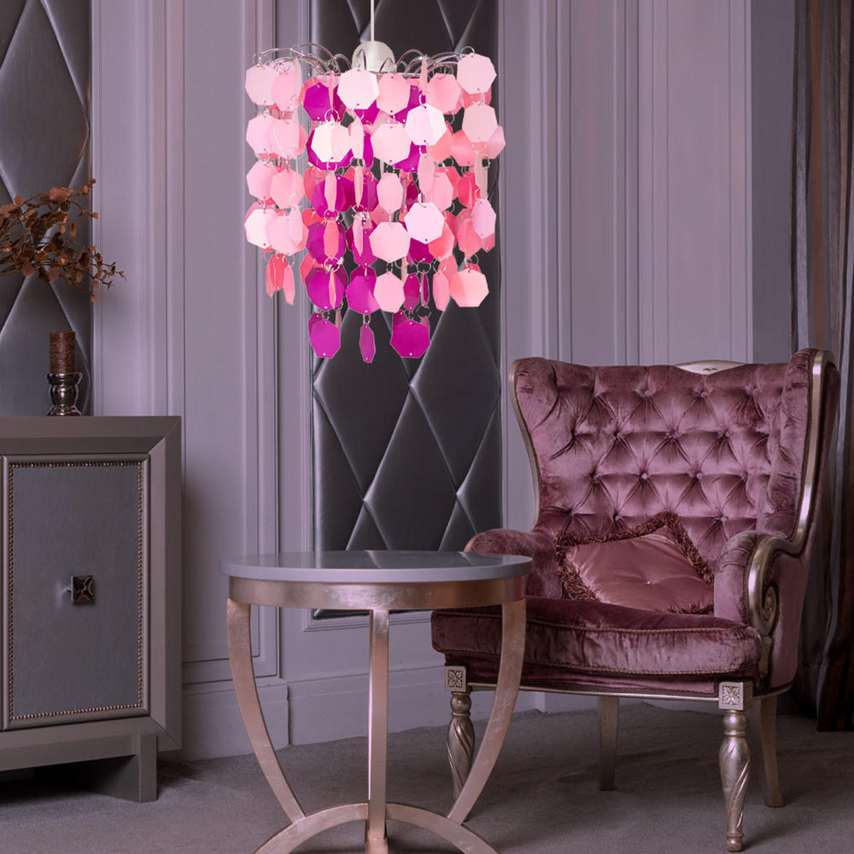 LED HÄNGELEUCHTE Metall Rosa - Rosa, Metall (32/32/40cm)