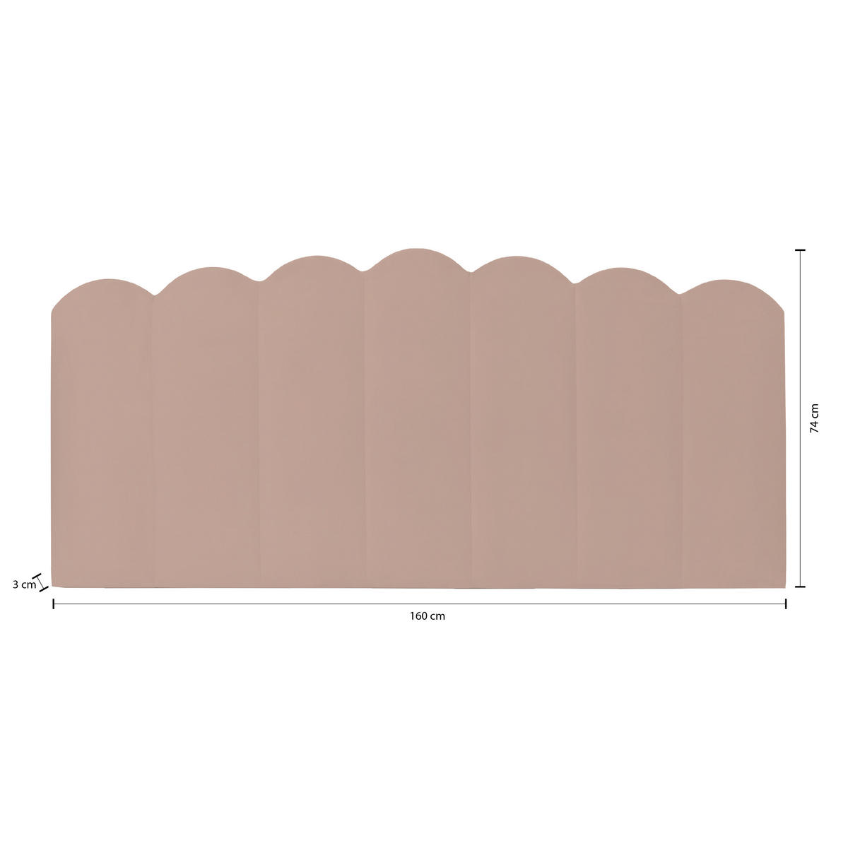 KOPFTEIL aus rosafarbenem Samt 160/74/3 cm SHELL - Pink, Textil (160/74/3cm) - RNT By Really Nice Things