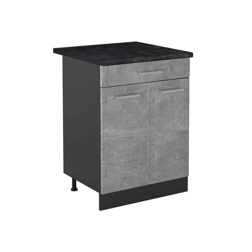 SPODNJA OMARICA ZA KUHINJO R-Line, Beton/Antracit, 60 cm s predalom pracovní deska Antracit - siva/antracit, leseni material (60/81.6/60cm) - Vicco