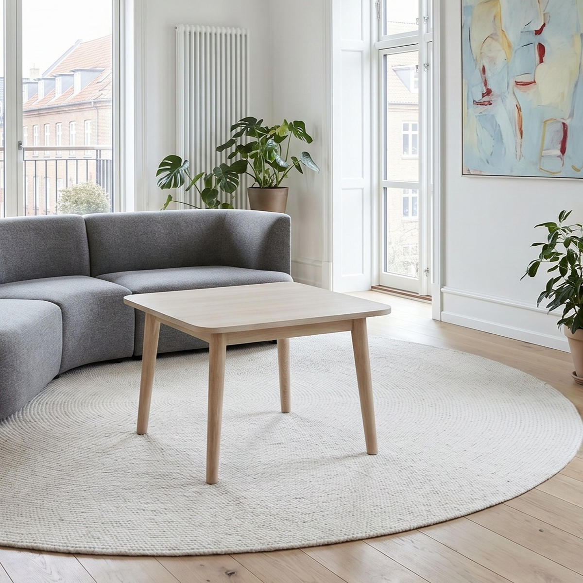 COUCHTISCH quadratisch Eiche massiv 70/70/52 cm - Beige, Holz (70/70/52cm) - Furnhouse