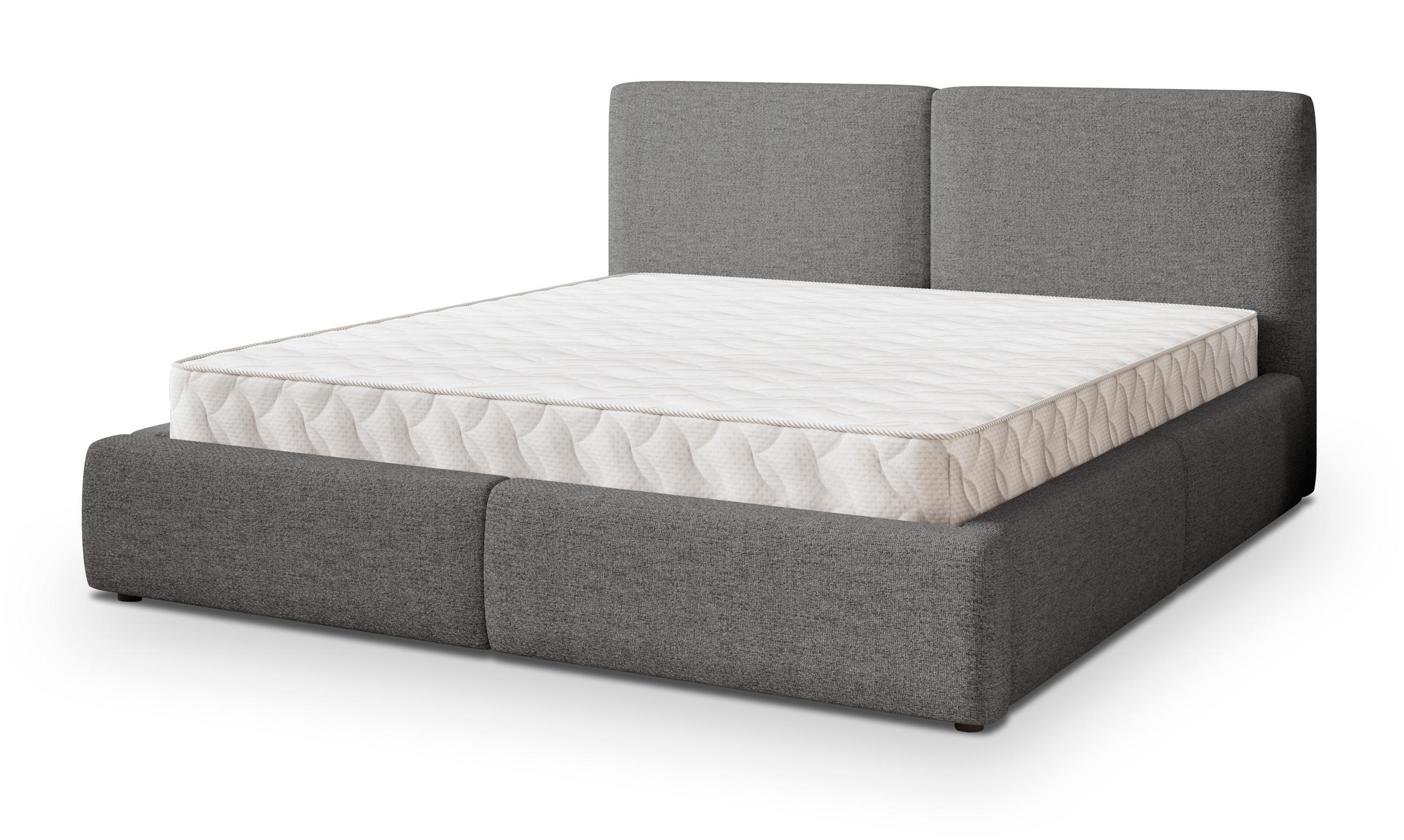 POLSTERBETT FELURO 140x200 cm mit Bettkästen - Grau - Grau, Holz (140/200cm) - MASSENO