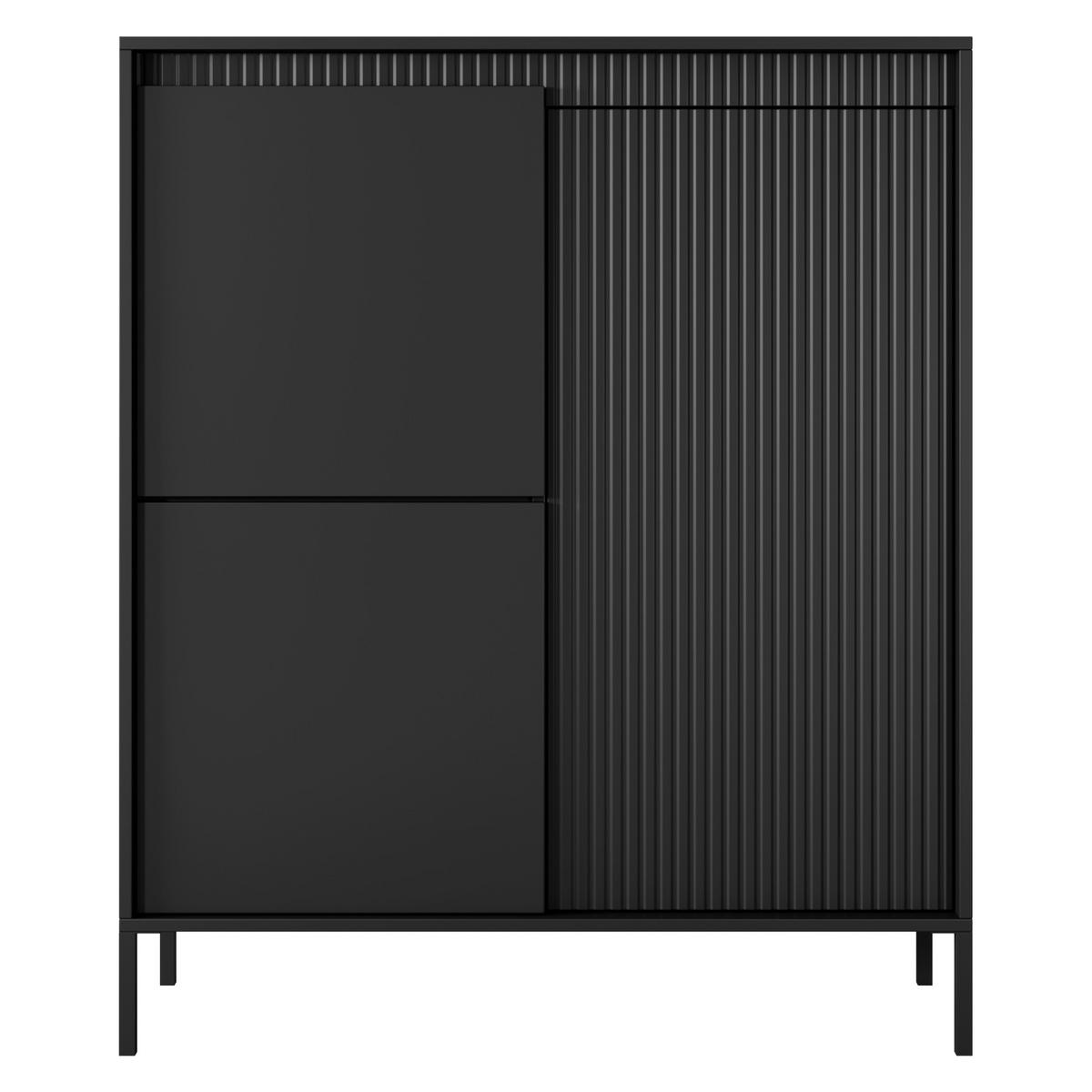 HIGHBOARD SELBU KOM1 Schwarz - Schwarz, Glas/Holzwerkstoff (104/124/40cm) - Komodee