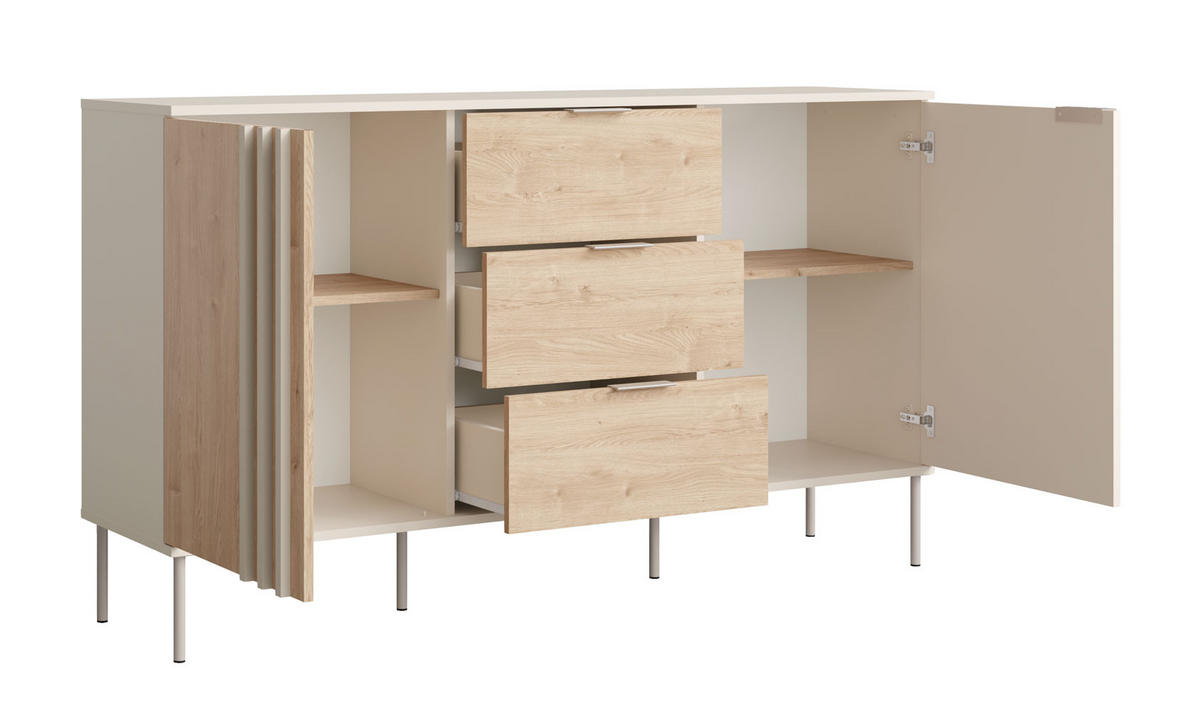SIDEBOARD Rodgau Kaschmir Eiche Artisan 165 / 40 / 92cm - Eichefarben/Beige, Holz/Holzwerkstoff (165/92/40cm) - Feldmann-Wohnen