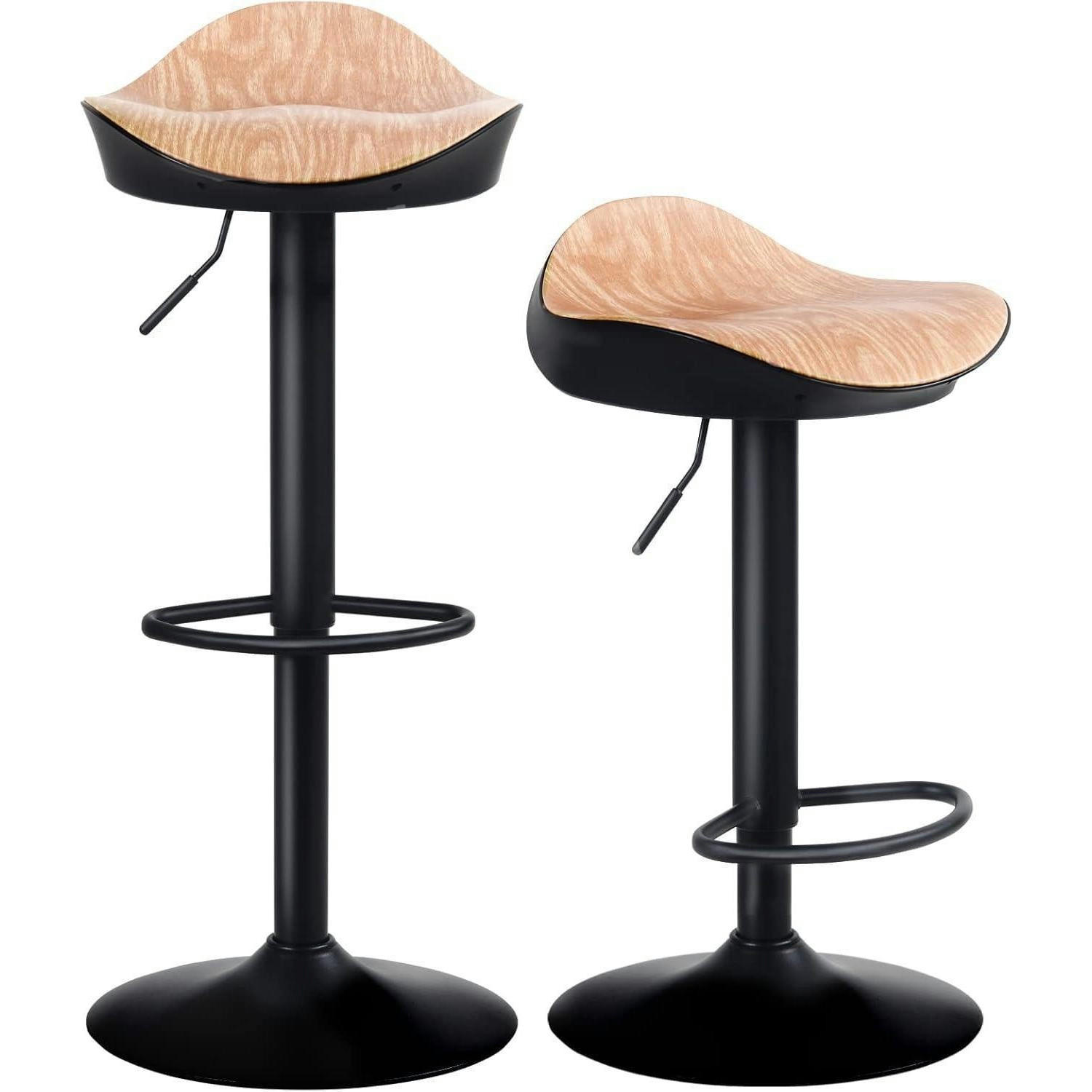 BARHOCKER 2er Set Höhenverstellbar Schwarz Holzoptik - Braun, Holzwerkstoff (38.5/82.5/40cm)