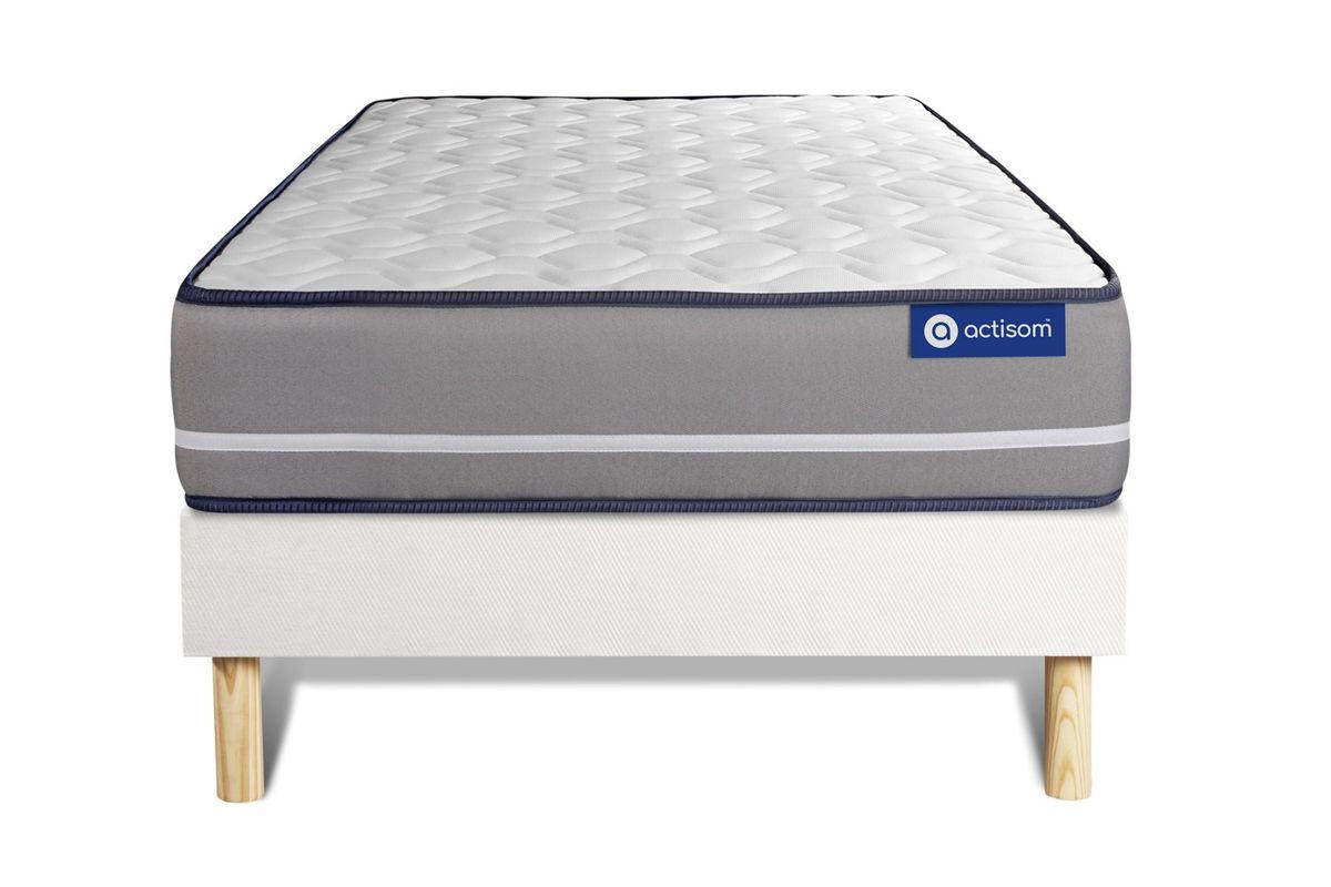 BETT Actilatex pur Latex und Memory-Schaum 90 x 200 cm h3 - Kit Bettgestell Weiß - Beige/Weiß, Karton/Holz (90/200cm) - ACTISOM