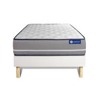 BETT Actilatex pur Latex und Memory-Schaum 90 x 200 cm h3 - Kit Bettgestell Weiß - Beige/Weiß, Karton/Holz (90/200cm) - ACTISOM