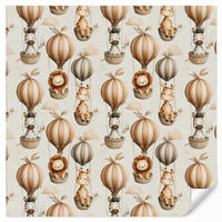 KINDERTAPETE - Safari - Heißluftballons - Taupe - 260x240 cm - Beige, Papier (260/240cm) - OnlyWow
