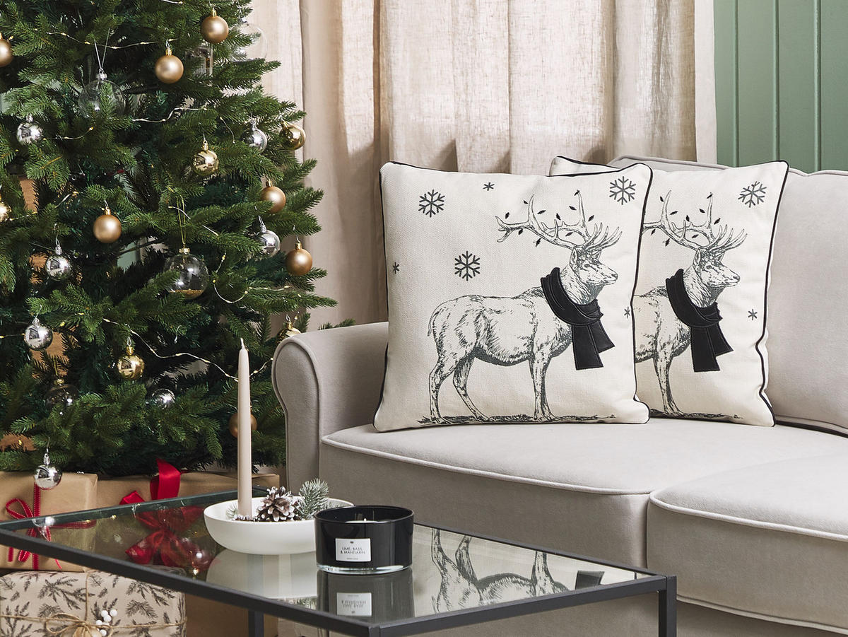DEKOKISSEN 2er-Set Cremeweiß 45/45 cm Sven - Ecru, Textil (45/45cm) - Beliani