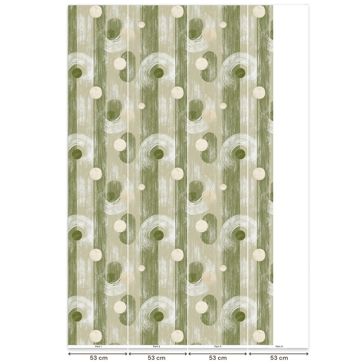 TAPETE - Künstlerisch - Modern - Grün - 160x280 cm - Olivgrün, Papier (160/280cm) - OnlyWow