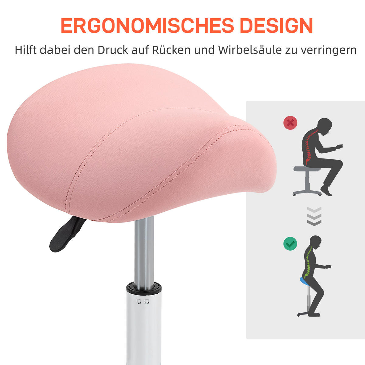 ROLLHOCKER Höhenverstellbar Rosa 53.0/52.0/61.0 cm - Rosa, Kunststoff (52/61/53cm)