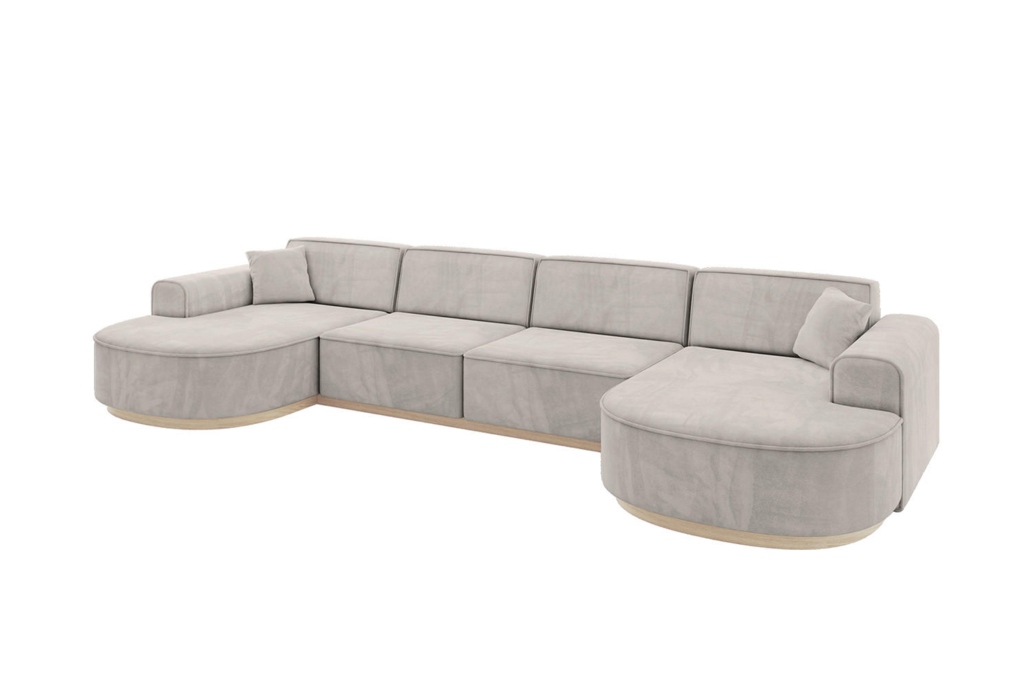 WOHNLANDSCHAFT MARI-U2-v1 - 388x171x83 cm Hellbraun Velours - Hellbraun, Holzwerkstoff/Textil (388/83/171cm) - ALTDECOR