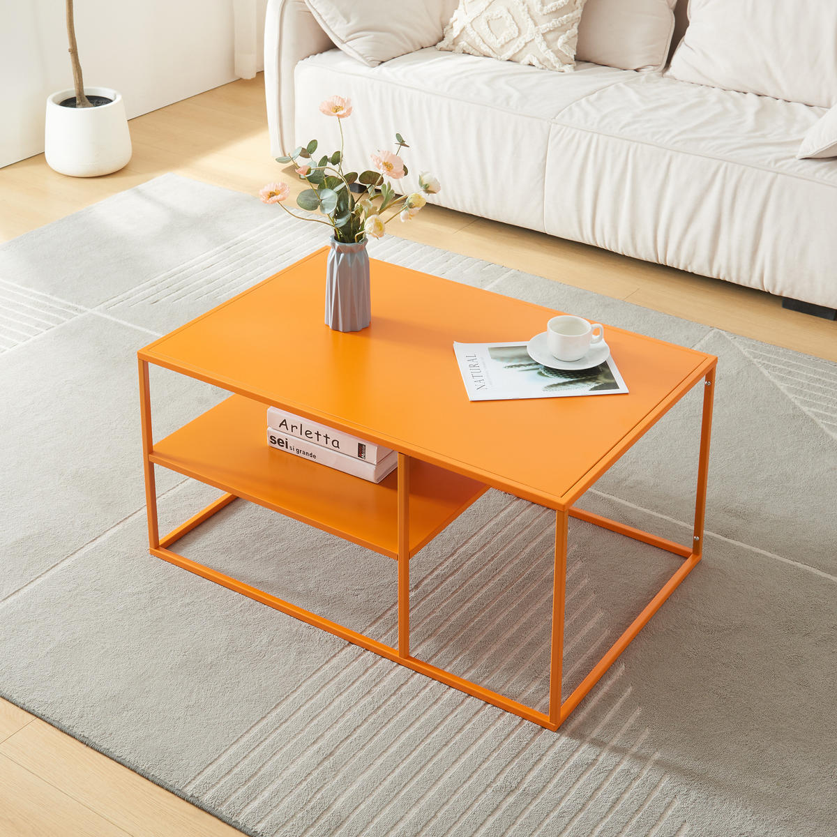 COUCHTISCH Solund 45/90/60 cm - Orange, Metall (60/90/45cm) - [en.casa]