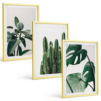BILDER SET 3er Set - 40x60 cm Goldrahmen - Tropische ästhetische Pflanzen - Goldfarben, Kunststoff (40/60cm) - TULUP